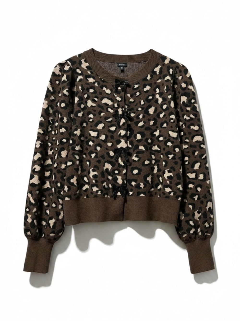 Express Leopard Print Bow Cardigan – Size Large
